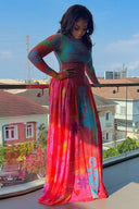 Robe A-Line Transparente à Bloc de Couleurs