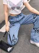Jeans med print og slim fit