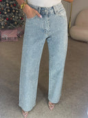 Høj talje diamant-straight leg jeans