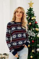 Jule casual snefnug broderet strikket sweater