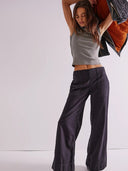 Elastic Waist Wide-Leg Jeans