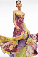 Vestido Maxi Kiara com Estampa Ikat Multicolorida
