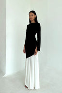 Moderne Colorblock Taljesmigrende Bodycon Midi Kjole