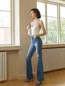 Retro-Flared Jeans mit Used-Look und Löchern