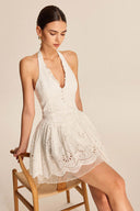 Robe mini blanche sexy en dentelle pure