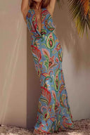 Verdant Shadows – Floral Resort Maxi Dress