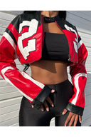 Bestickte Biker Kunstlederjacke