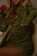 Minišaty Sequin Luxe s dlouhým rukávem