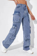 Pantaloni cargo in denim con tasche multiple