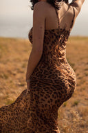 Robe dos nu à imprimé léopard