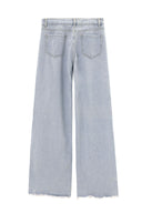 Pantaloni di jeans Y2K con spacco laterale e strass