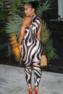 Catsuit con cuello halter y diseño en espiral inspirado en Pucci