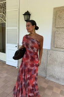 Vestido Maxi Tie Dye de Um Ombro Só