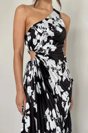 Robe Maxi Laken - Floral Noir/Blanc