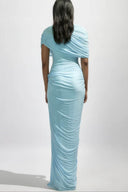 Cloud-Drape geraffte Wickel-Maxi-Kleider