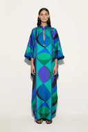 Kaftan de Cetim Iridescente Psicadélico Rodopiante