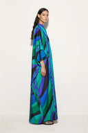 Kaftan de Cetim Iridescente Psicadélico Rodopiante