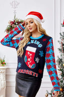Casual jule sokker broderi strikket sweater