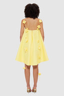 Yellow 3D Floral Loose Fit Short Dress