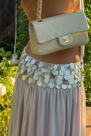 Vestido largo brillante sexy con cuello halter, hueco y lentejuelas