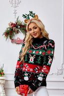 Maglione con Collo Alto e Ricamo Pupazzo di Neve Natalizio