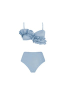 Bikini-Set in einfarbigem French-Rüschendesign