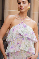 Lagdelte Blomstrede Halter Maxi-kjole