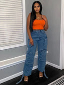 Trendy Multi-Pocket Workwear Denim