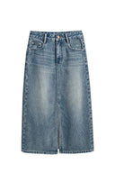 Jupe en jean fendue taille haute