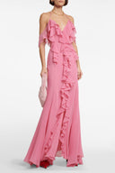Rosa Nebel Rosen Maxikleid