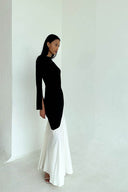 Moderne Colorblock Taljesmigrende Bodycon Midi Kjole
