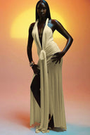 Sommer Neu Schlankes Fit Bindeband Rückenfreies Maxikleid