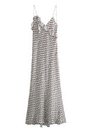 Robe maxi à bretelles volantées en guipure à imprimé pois fantaisie