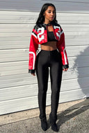 Bestickte Biker Kunstlederjacke
