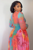 Robe A-Line Transparente à Bloc de Couleurs
