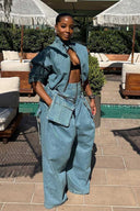 Vintage vidde-ben denim to-delt