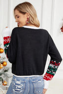 Casual rund hals kat broderi paliet sweater