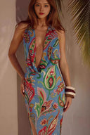 Verdant Shadows – Floral Resort Maxi Dress