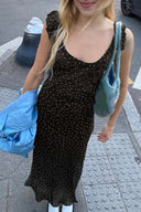 Sexy High-Waist Sheer Color-Block Polka Dot Maxi Dress
