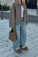 Revers Einfarbiger Cardigan