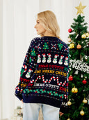 Rundhalsausschnitt Paillettenpullover – Schneemann & Weihnachtsbaum
