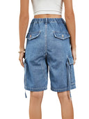 Pantaloncini cargo in denim lavato