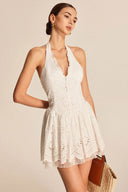 Robe mini blanche sexy en dentelle pure