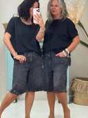 ג'ינס קצר ברמודה עם אבני ריינסטון
