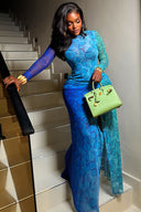 Vestido Maxi Arejado com Fenda e Bolhas