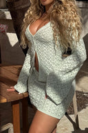 Seksi V Yaka Örgü Üst Etek Takım