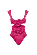 Ensemble maillot de bain à bretelles avec découpe florale 3D