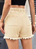 High-Waist-Jeansshorts mit Kordelzug