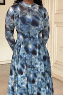Vestido largo abstracto azul Lyric Dye