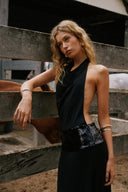 Adele Halter Black Gown